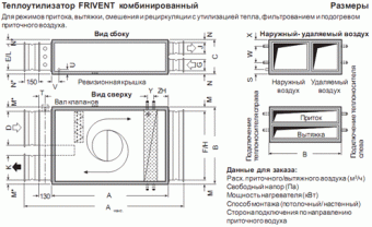 Канальный осушитель Frivent WR 46-16/4 FKW-DH (с водяным нагревателем)
